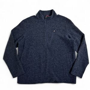 Ibex Merino Wool Quarter Zip Sweater XL Navy USA Made Retired Style Preppy